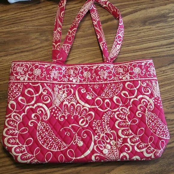 Vera Bradley Large Purse in Twirly Birds Pink NWOT - Picture 4 of 7